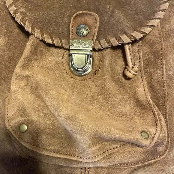 Patricia Nash Casape Backpack in Burnished Suede Cognac, braided trim, durable - Picture 14 of 15